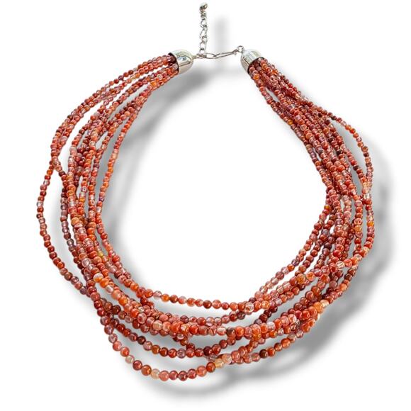 Mine Finds by Jay King Jewelry - Jay King Multi 8 Strand Necklace 16" Red Agate New Western Coastal Resort